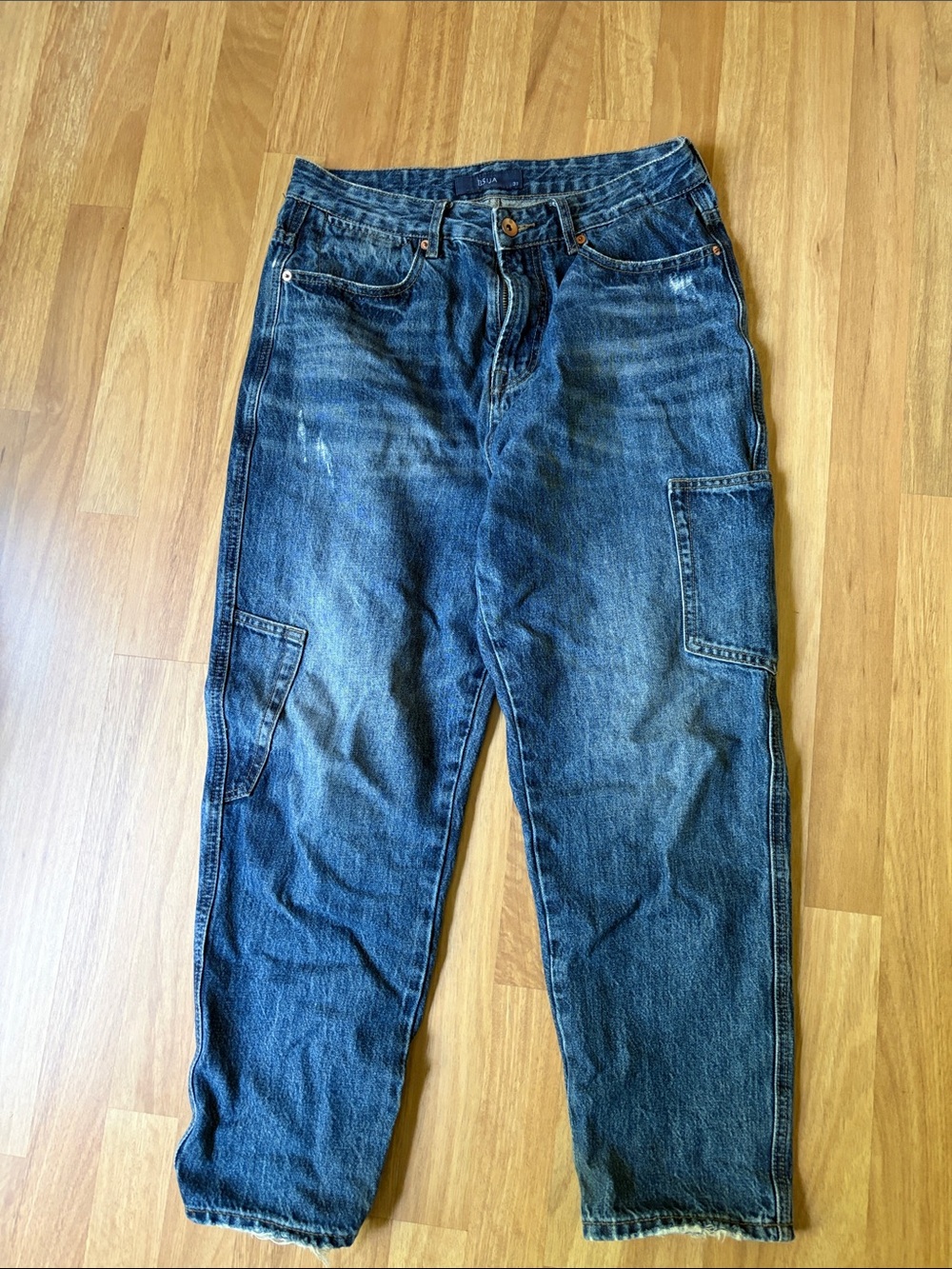Relaxed Fit Men's Denim Carpenter Jeans - Dark Blue